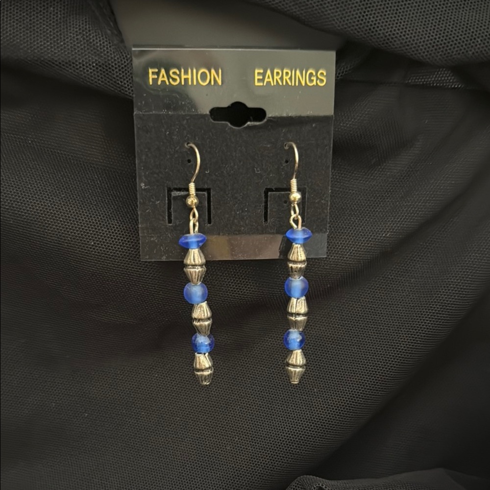 Blue and Silver Dangle Earrings